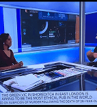 A video thumbnail showing our founder Randy Rampersad sitting in a television studio being interviewed live on Sky News about our sustainable event bar model