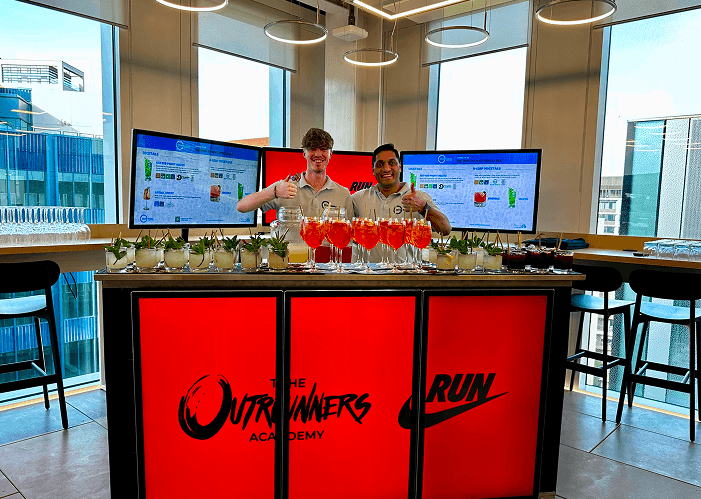 BetterWorld's branded digital event bar at The Outrunners Run Academy activation at Nike's head office